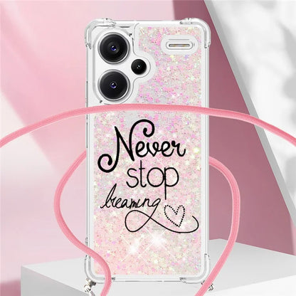 YB Quicksand Series-5 For Xiaomi Redmi Note 13 Pro+ 5G Case Stylish Pattern Sequins TPU Cover with Lanyard