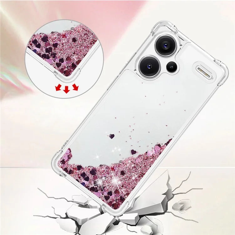 YB Quicksand Series-1 For Xiaomi Redmi Note 13 Pro+ 5G Cell Phone Case Sequins TPU Protective Cover