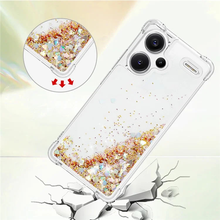 YB Quicksand Series-1 For Xiaomi Redmi Note 13 Pro+ 5G Cell Phone Case Sequins TPU Protective Cover