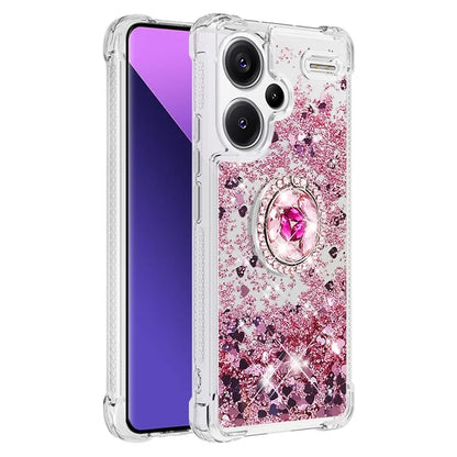 YB Quicksand Series-7 For Xiaomi Redmi Note 13 Pro+ 5G TPU Phone Case Floating Sequins Ring Kickstand Cover