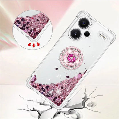 YB Quicksand Series-7 For Xiaomi Redmi Note 13 Pro+ 5G TPU Phone Case Floating Sequins Ring Kickstand Cover