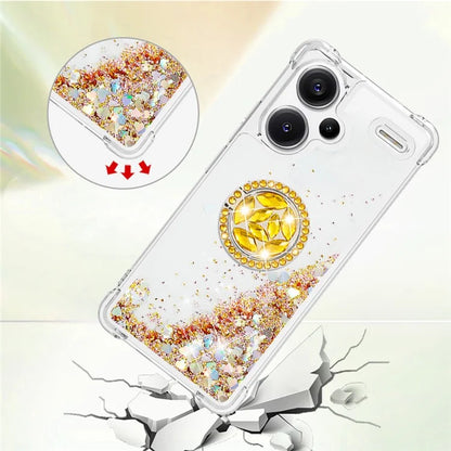 YB Quicksand Series-7 For Xiaomi Redmi Note 13 Pro+ 5G TPU Phone Case Floating Sequins Ring Kickstand Cover