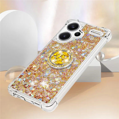 YB Quicksand Series-7 For Xiaomi Redmi Note 13 Pro+ 5G TPU Phone Case Floating Sequins Ring Kickstand Cover
