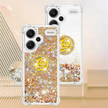 YB Quicksand Series-7 For Xiaomi Redmi Note 13 Pro+ 5G TPU Phone Case Floating Sequins Ring Kickstand Cover