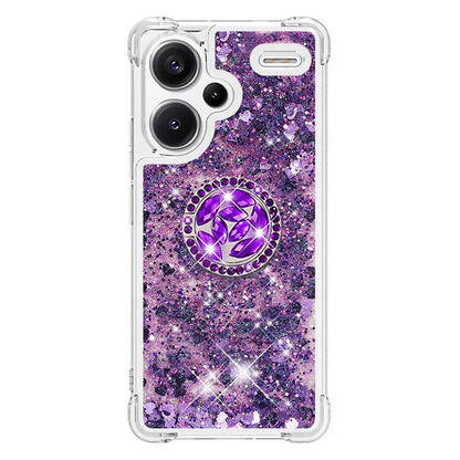 YB Quicksand Series-7 For Xiaomi Redmi Note 13 Pro+ 5G TPU Phone Case Floating Sequins Ring Kickstand Cover