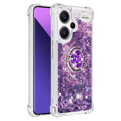 YB Quicksand Series-7 For Xiaomi Redmi Note 13 Pro+ 5G TPU Phone Case Floating Sequins Ring Kickstand Cover