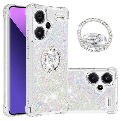 YB Quicksand Series-7 For Xiaomi Redmi Note 13 Pro+ 5G TPU Phone Case Floating Sequins Ring Kickstand Cover