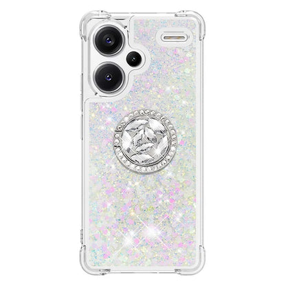 YB Quicksand Series-7 For Xiaomi Redmi Note 13 Pro+ 5G TPU Phone Case Floating Sequins Ring Kickstand Cover