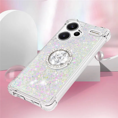 YB Quicksand Series-7 For Xiaomi Redmi Note 13 Pro+ 5G TPU Phone Case Floating Sequins Ring Kickstand Cover