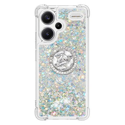 YB Quicksand Series-7 For Xiaomi Redmi Note 13 Pro+ 5G TPU Phone Case Floating Sequins Ring Kickstand Cover