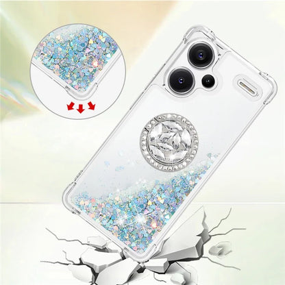 YB Quicksand Series-7 For Xiaomi Redmi Note 13 Pro+ 5G TPU Phone Case Floating Sequins Ring Kickstand Cover