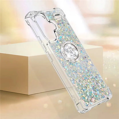 YB Quicksand Series-7 For Xiaomi Redmi Note 13 Pro+ 5G TPU Phone Case Floating Sequins Ring Kickstand Cover