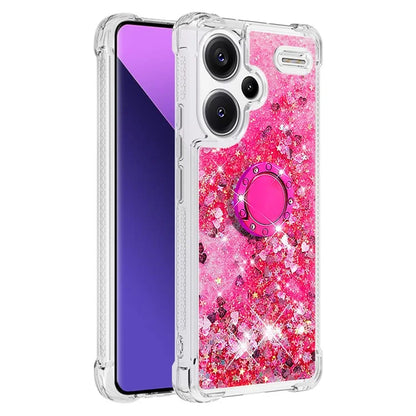 YB Quicksand Series-7 For Xiaomi Redmi Note 13 Pro+ 5G TPU Phone Case Floating Sequins Ring Kickstand Cover