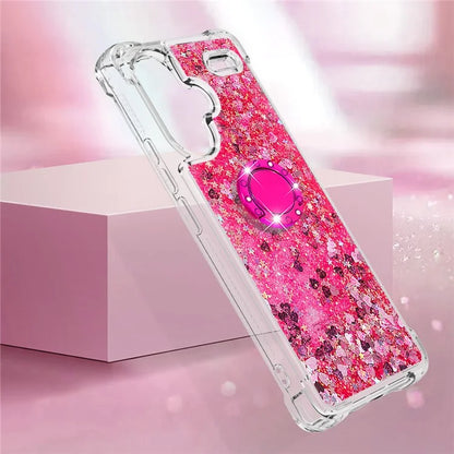 YB Quicksand Series-7 For Xiaomi Redmi Note 13 Pro+ 5G TPU Phone Case Floating Sequins Ring Kickstand Cover