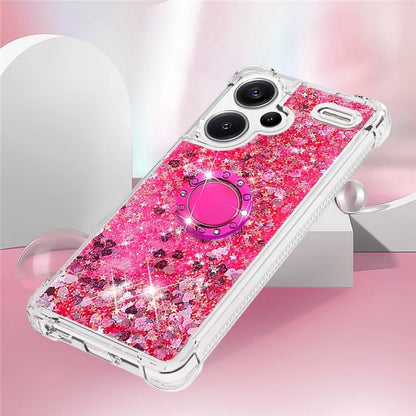 YB Quicksand Series-7 For Xiaomi Redmi Note 13 Pro+ 5G TPU Phone Case Floating Sequins Ring Kickstand Cover