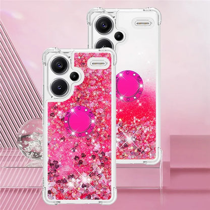 YB Quicksand Series-7 For Xiaomi Redmi Note 13 Pro+ 5G TPU Phone Case Floating Sequins Ring Kickstand Cover