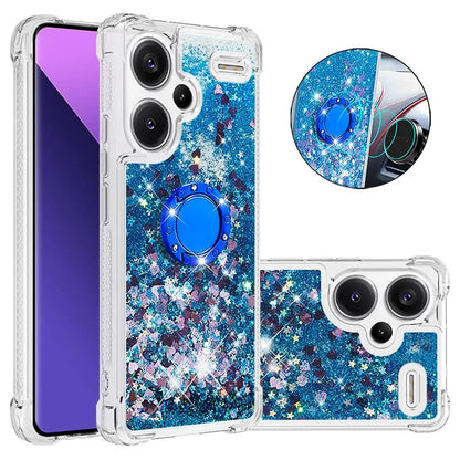 YB Quicksand Series-7 For Xiaomi Redmi Note 13 Pro+ 5G TPU Phone Case Floating Sequins Ring Kickstand Cover