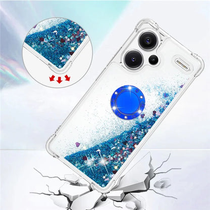 YB Quicksand Series-7 For Xiaomi Redmi Note 13 Pro+ 5G TPU Phone Case Floating Sequins Ring Kickstand Cover