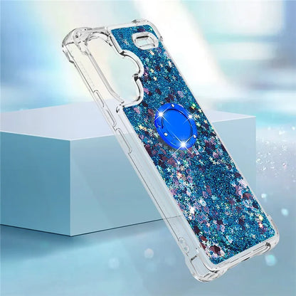 YB Quicksand Series-7 For Xiaomi Redmi Note 13 Pro+ 5G TPU Phone Case Floating Sequins Ring Kickstand Cover