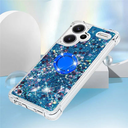 YB Quicksand Series-7 For Xiaomi Redmi Note 13 Pro+ 5G TPU Phone Case Floating Sequins Ring Kickstand Cover