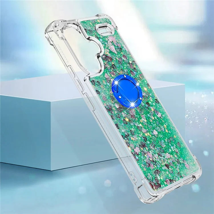 YB Quicksand Series-7 For Xiaomi Redmi Note 13 Pro+ 5G TPU Phone Case Floating Sequins Ring Kickstand Cover