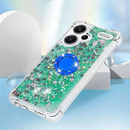 YB Quicksand Series-7 For Xiaomi Redmi Note 13 Pro+ 5G TPU Phone Case Floating Sequins Ring Kickstand Cover