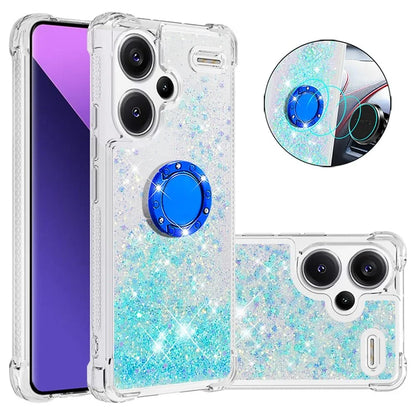 YB Quicksand Series-7 For Xiaomi Redmi Note 13 Pro+ 5G TPU Phone Case Floating Sequins Ring Kickstand Cover
