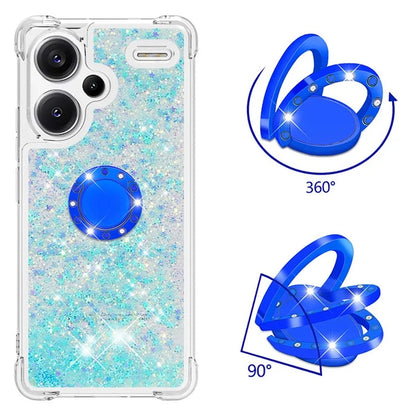 YB Quicksand Series-7 For Xiaomi Redmi Note 13 Pro+ 5G TPU Phone Case Floating Sequins Ring Kickstand Cover