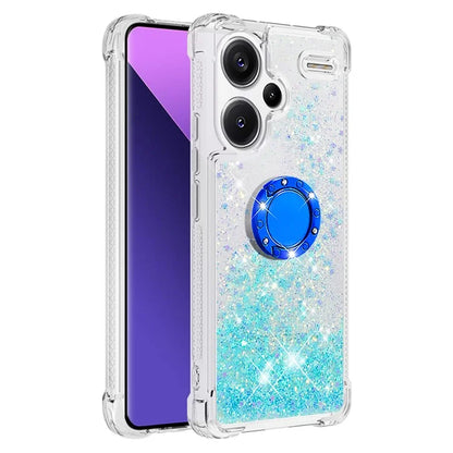 YB Quicksand Series-7 For Xiaomi Redmi Note 13 Pro+ 5G TPU Phone Case Floating Sequins Ring Kickstand Cover