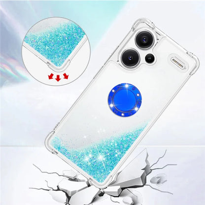 YB Quicksand Series-7 For Xiaomi Redmi Note 13 Pro+ 5G TPU Phone Case Floating Sequins Ring Kickstand Cover
