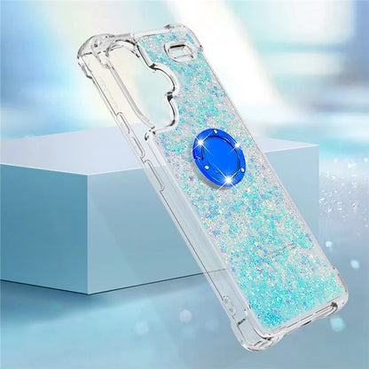 YB Quicksand Series-7 For Xiaomi Redmi Note 13 Pro+ 5G TPU Phone Case Floating Sequins Ring Kickstand Cover