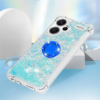 YB Quicksand Series-7 For Xiaomi Redmi Note 13 Pro+ 5G TPU Phone Case Floating Sequins Ring Kickstand Cover