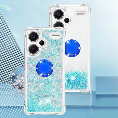 YB Quicksand Series-7 For Xiaomi Redmi Note 13 Pro+ 5G TPU Phone Case Floating Sequins Ring Kickstand Cover