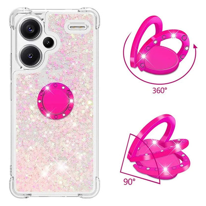 YB Quicksand Series-7 For Xiaomi Redmi Note 13 Pro+ 5G TPU Phone Case Floating Sequins Ring Kickstand Cover