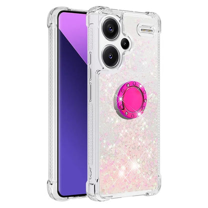 YB Quicksand Series-7 For Xiaomi Redmi Note 13 Pro+ 5G TPU Phone Case Floating Sequins Ring Kickstand Cover