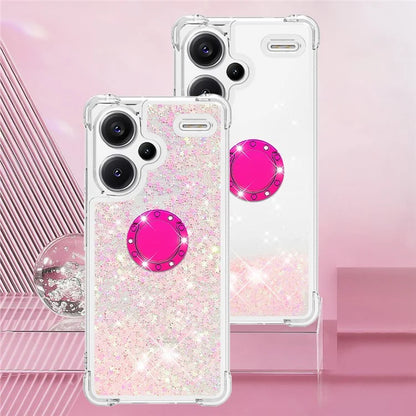 YB Quicksand Series-7 For Xiaomi Redmi Note 13 Pro+ 5G TPU Phone Case Floating Sequins Ring Kickstand Cover