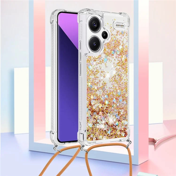 YB Quicksand Series-4 For Xiaomi Redmi Note 13 Pro+ 5G Case Glitter TPU Crossbody Phone Cover