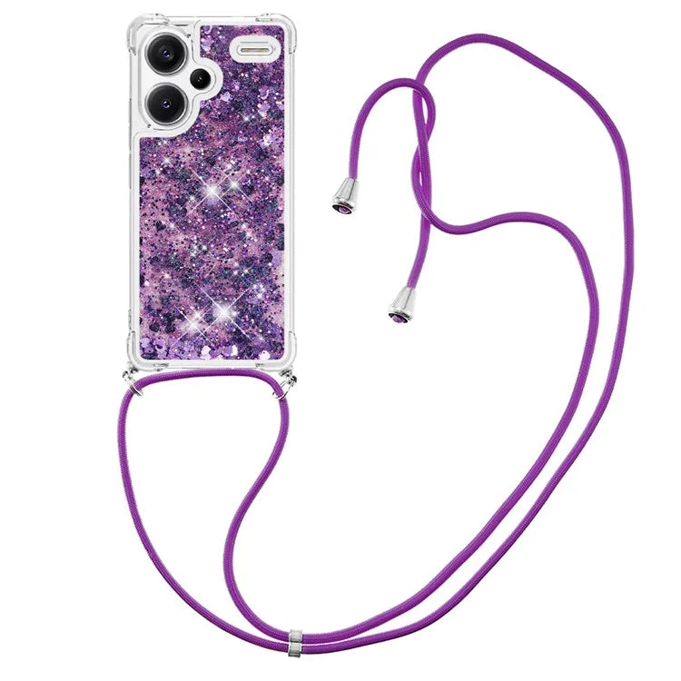 YB Quicksand Series-4 For Xiaomi Redmi Note 13 Pro+ 5G Case Glitter TPU Crossbody Phone Cover