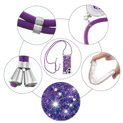 YB Quicksand Series-4 For Xiaomi Redmi Note 13 Pro+ 5G Case Glitter TPU Crossbody Phone Cover