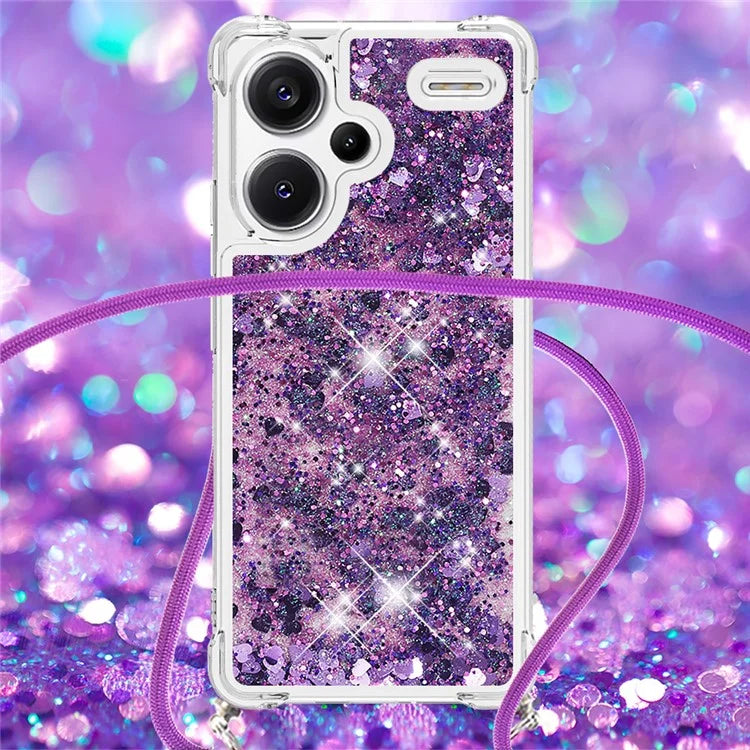 YB Quicksand Series-4 For Xiaomi Redmi Note 13 Pro+ 5G Case Glitter TPU Crossbody Phone Cover