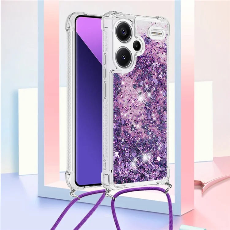 YB Quicksand Series-4 For Xiaomi Redmi Note 13 Pro+ 5G Case Glitter TPU Crossbody Phone Cover