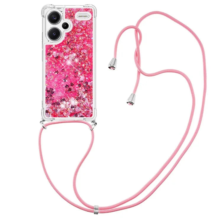 YB Quicksand Series-4 For Xiaomi Redmi Note 13 Pro+ 5G Case Glitter TPU Crossbody Phone Cover