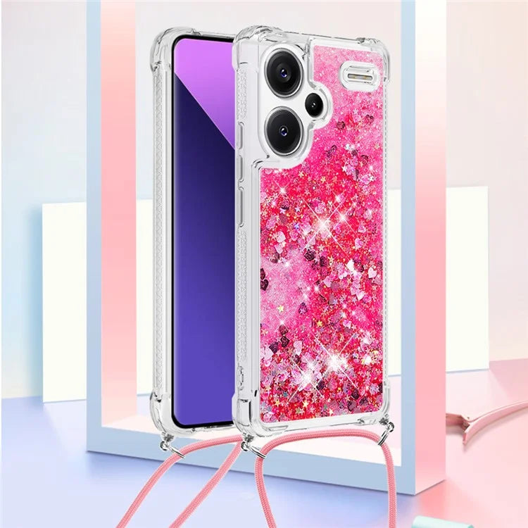 YB Quicksand Series-4 For Xiaomi Redmi Note 13 Pro+ 5G Case Glitter TPU Crossbody Phone Cover