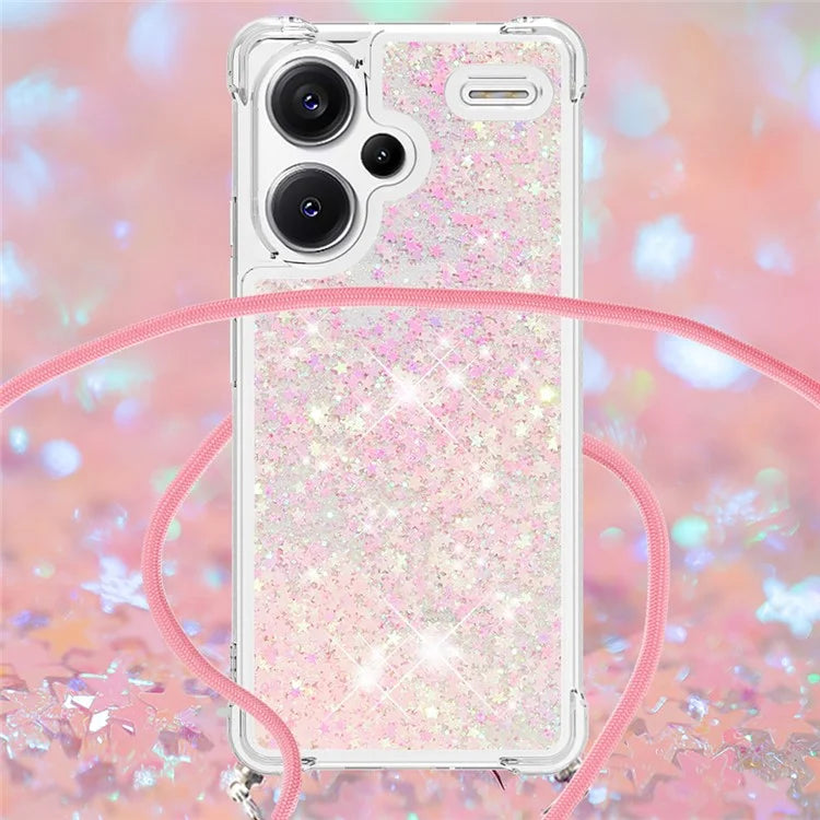 YB Quicksand Series-4 For Xiaomi Redmi Note 13 Pro+ 5G Case Glitter TPU Crossbody Phone Cover