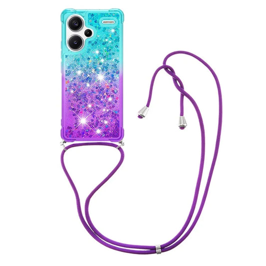 YB Quicksand Series-6 For Xiaomi Redmi Note 13 Pro+ 5G Case Gradient Quicksand Phone Cover with Lanyard
