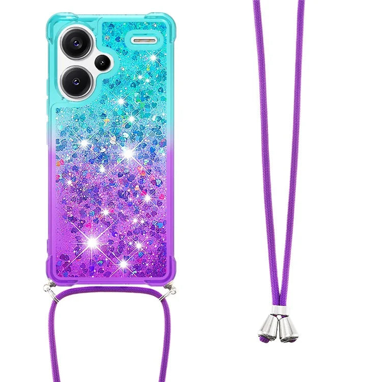 YB Quicksand Series-6 For Xiaomi Redmi Note 13 Pro+ 5G Case Gradient Quicksand Phone Cover with Lanyard