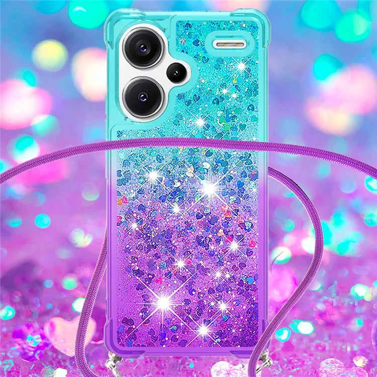 YB Quicksand Series-6 For Xiaomi Redmi Note 13 Pro+ 5G Case Gradient Quicksand Phone Cover with Lanyard