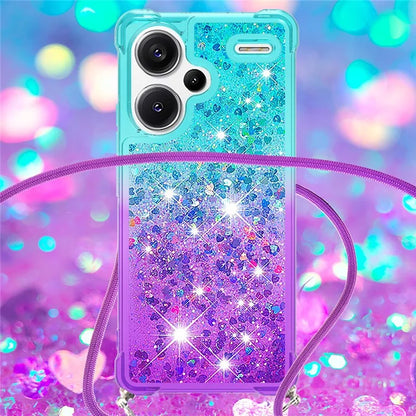 YB Quicksand Series-6 For Xiaomi Redmi Note 13 Pro+ 5G Case Gradient Quicksand Phone Cover with Lanyard