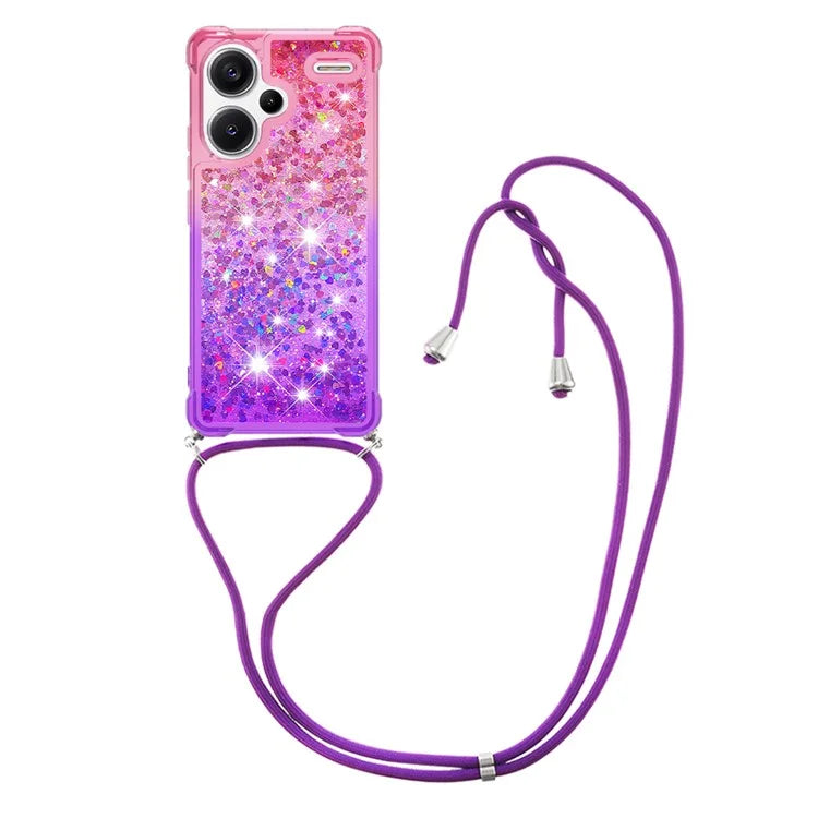 YB Quicksand Series-6 For Xiaomi Redmi Note 13 Pro+ 5G Case Gradient Quicksand Phone Cover with Lanyard