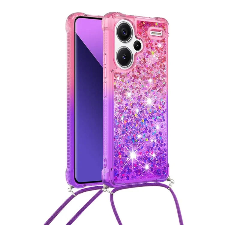 YB Quicksand Series-6 For Xiaomi Redmi Note 13 Pro+ 5G Case Gradient Quicksand Phone Cover with Lanyard